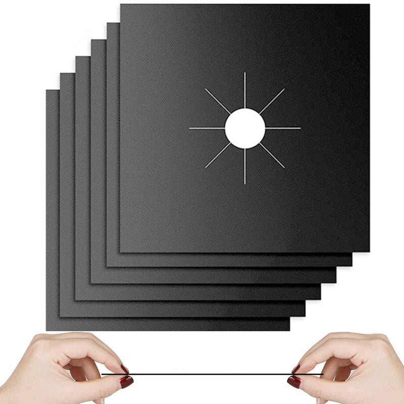 HELESIN Gas Stove Burner Liners, 10 Pack 0.3mm Non-Stick Reusable Gas Range Protectors Stove Top Covers for Gas Burners Heat-resistant,Double Thickness, Dishwasher Safe 10.6â€x10.6â€ - Image 1